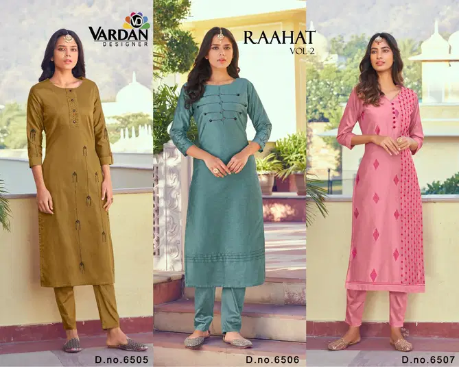 Raahat Vol 2 By Vardan Roman Silk Designer Kurti With Bottom Online Wholesale